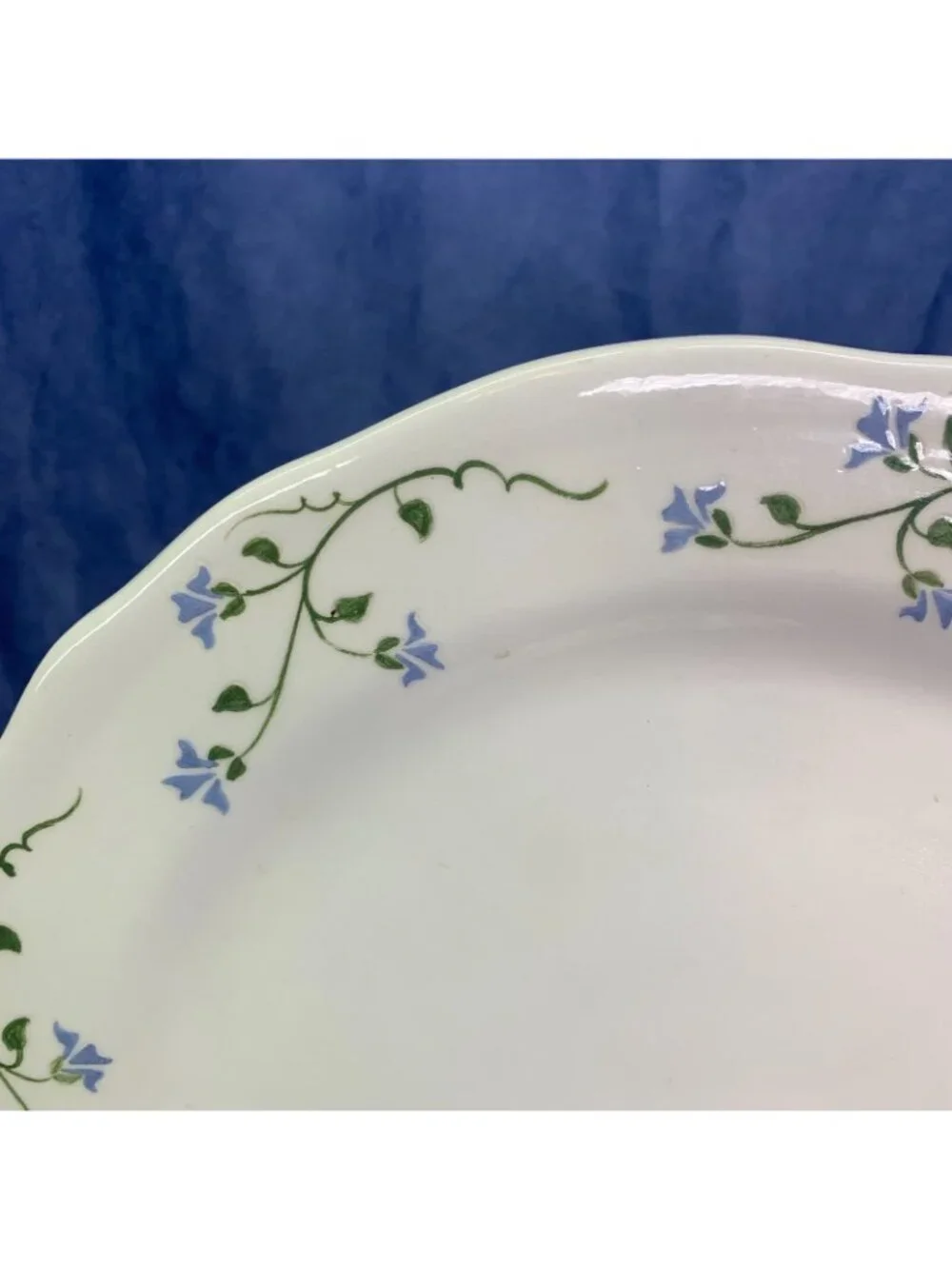 Too Fortunate Pottery FLORAL GRAPES Scalloped Rim Signed Dinner Plates Set of 2